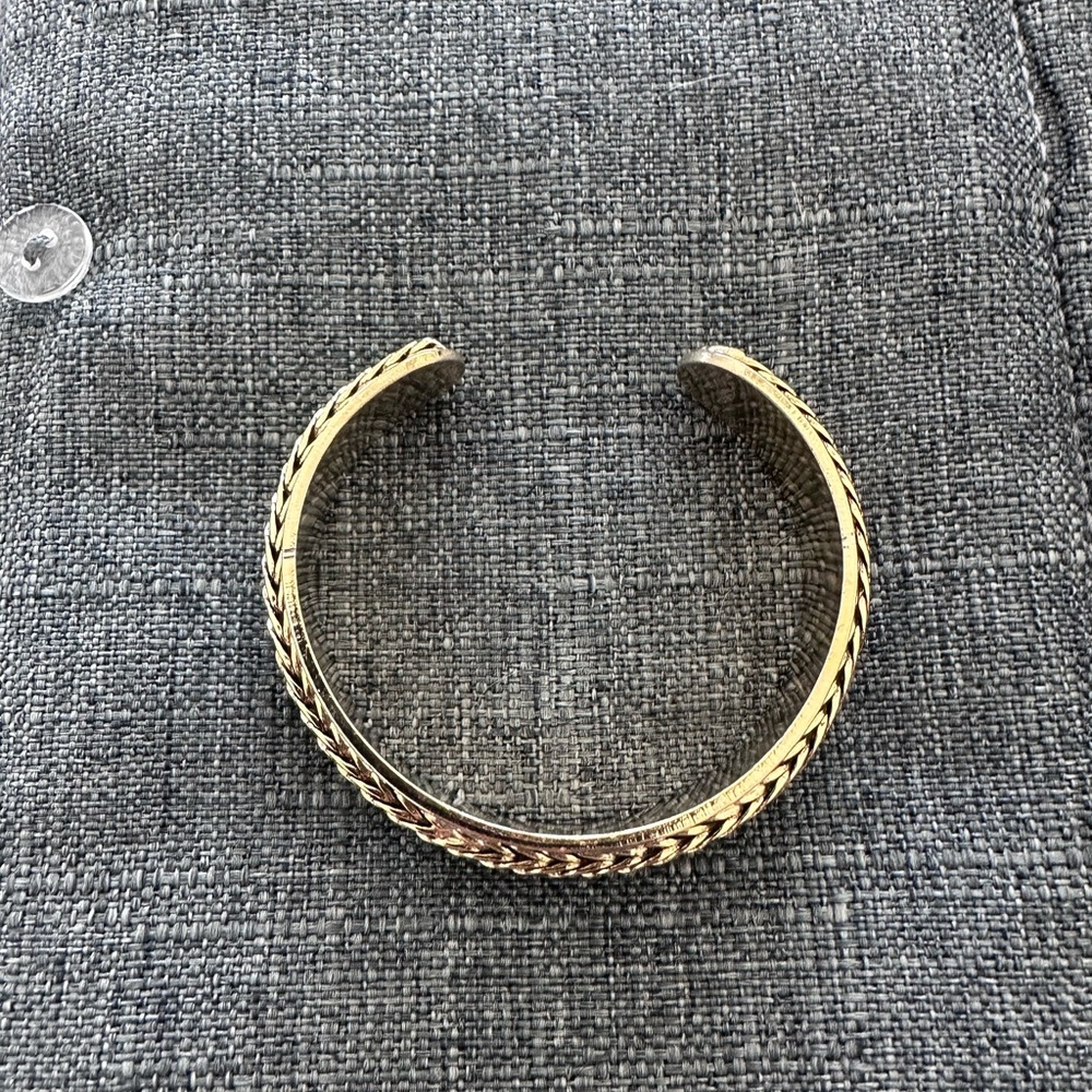 TOVA Gold-Toned Textured Cuff Bracelet with Polished Finish